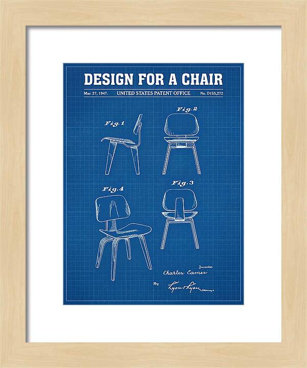 Molded Plywood Chair Eames Blueprint Patent Usd155272s