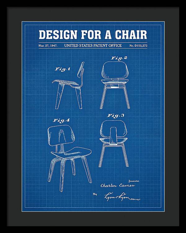 Molded Plywood Chair Eames Blueprint Patent Usd155272s