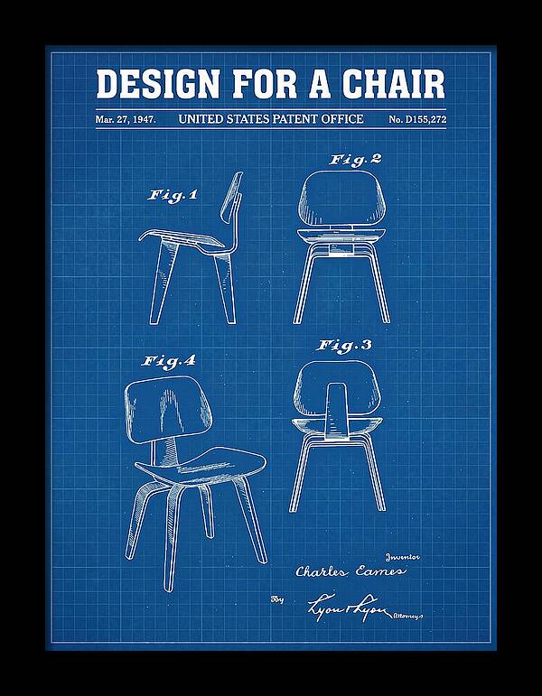 Molded Plywood Chair Eames Blueprint Patent Usd155272s