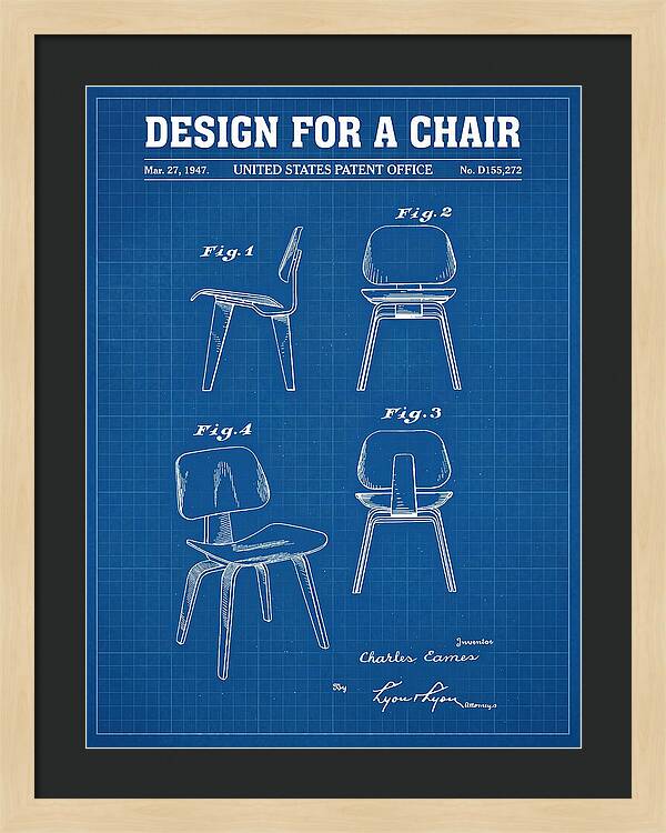 Molded Plywood Chair Eames Blueprint Patent Usd155272s