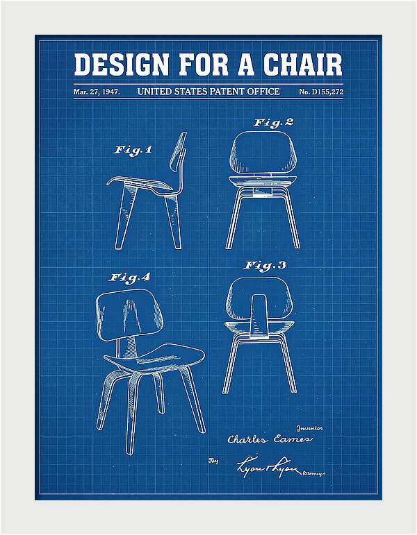 Molded Plywood Chair Eames Blueprint Patent Usd155272s