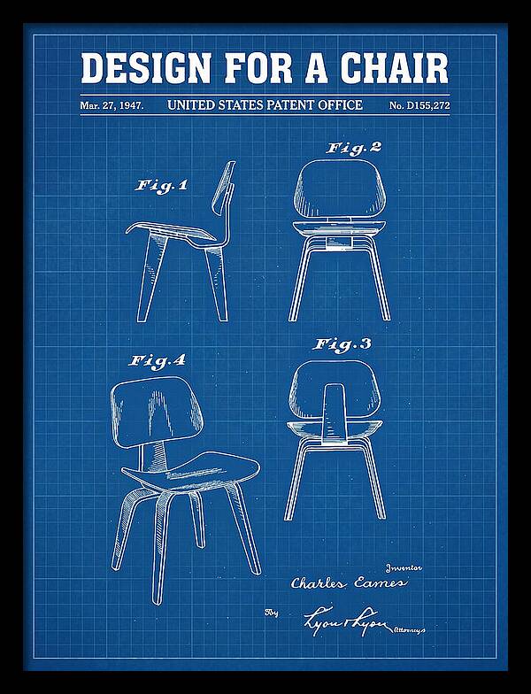 Molded Plywood Chair Eames Blueprint Patent Usd155272s