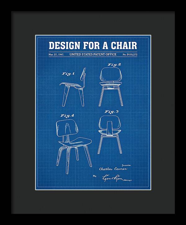 Molded Plywood Chair Eames Blueprint Patent Usd155272s