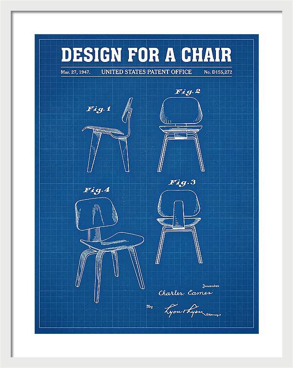 Molded Plywood Chair Eames Blueprint Patent Usd155272s