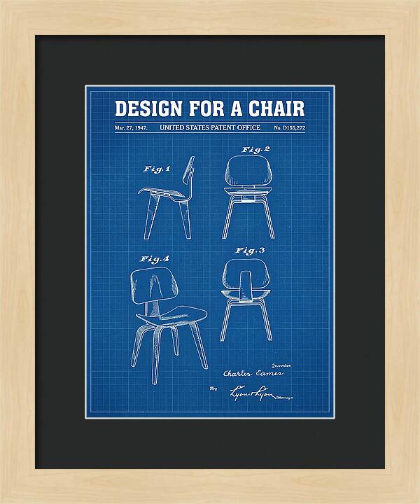 Molded Plywood Chair Eames Blueprint Patent Usd155272s