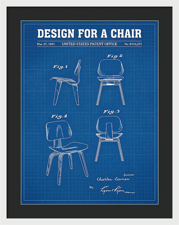 Molded Plywood Chair Eames Blueprint Patent Usd155272s
