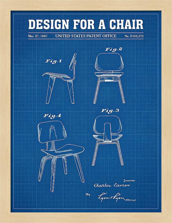 Molded Plywood Chair Eames Blueprint Patent Usd155272s