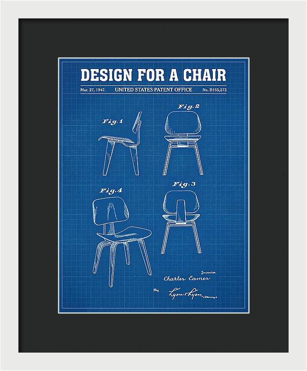 Molded Plywood Chair Eames Blueprint Patent Usd155272s