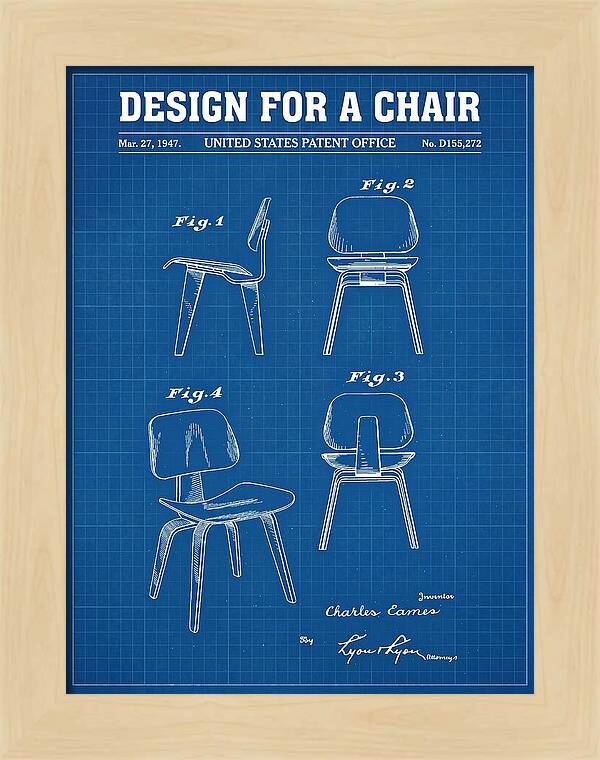 Molded Plywood Chair Eames Blueprint Patent Usd155272s