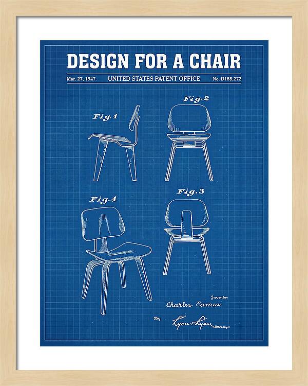 Molded Plywood Chair Eames Blueprint Patent Usd155272s