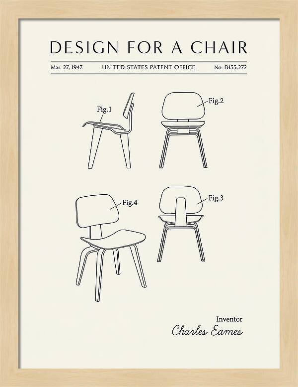 Molded Plywood Chair Eames Minimalist Patent Usd155272s