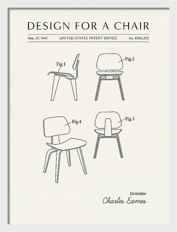 Molded Plywood Chair Eames Minimalist Patent Usd155272s