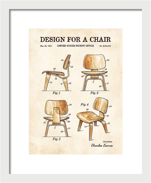 Molded Plywood Chair Eames Watercolor Patent Usd155272s