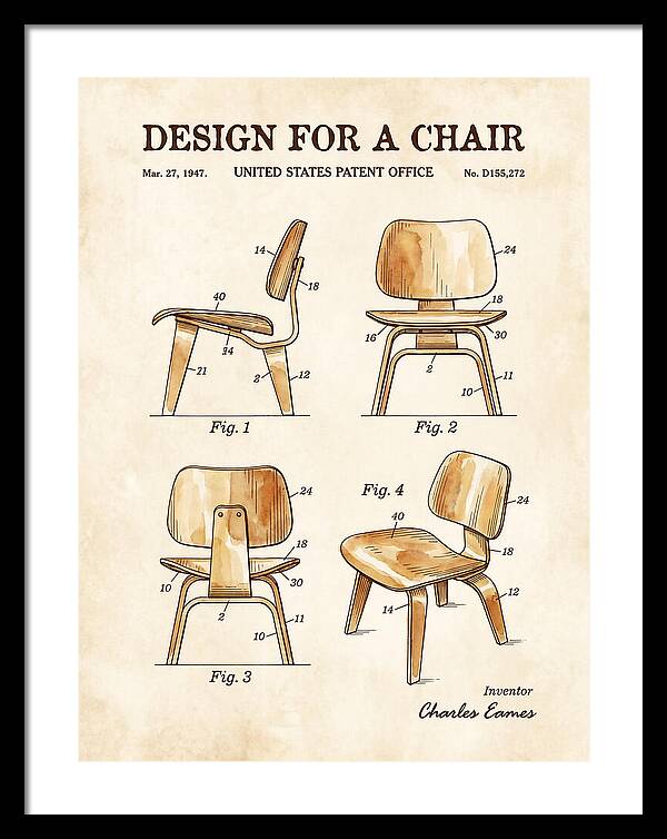 Molded Plywood Chair Eames Watercolor Patent Usd155272s
