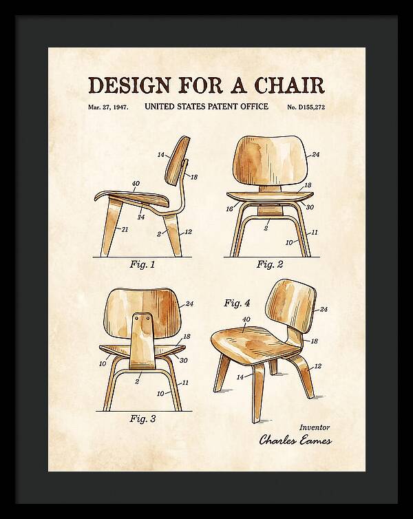 Molded Plywood Chair Eames Watercolor Patent Usd155272s