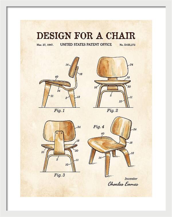 Molded Plywood Chair Eames Watercolor Patent Usd155272s