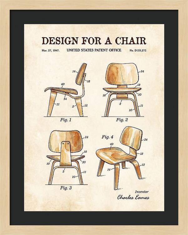 Molded Plywood Chair Eames Watercolor Patent Usd155272s