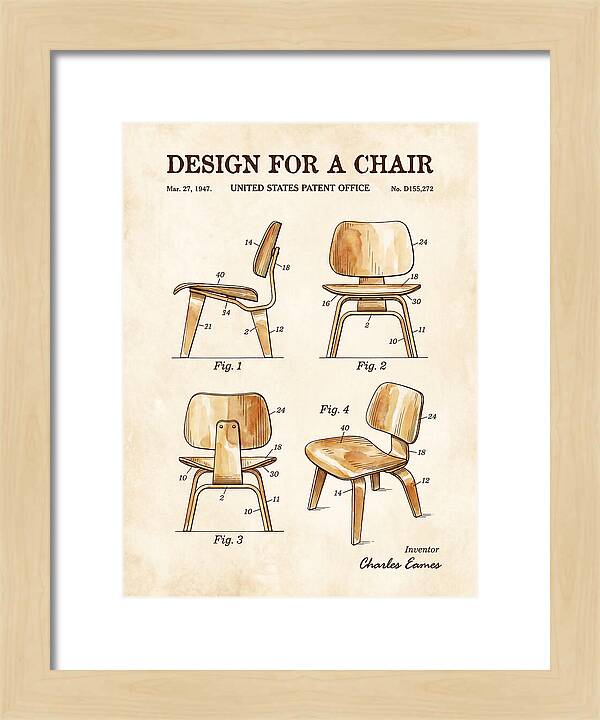 Molded Plywood Chair Eames Watercolor Patent Usd155272s