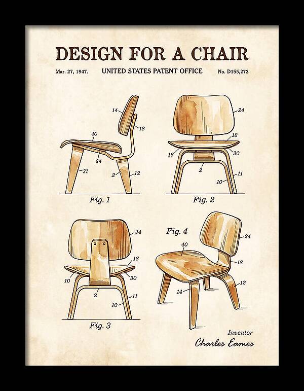 Molded Plywood Chair Eames Watercolor Patent Usd155272s