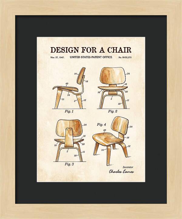 Molded Plywood Chair Eames Watercolor Patent Usd155272s