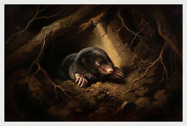 Mole Emerging From Darkness