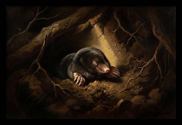 Mole Emerging From Darkness
