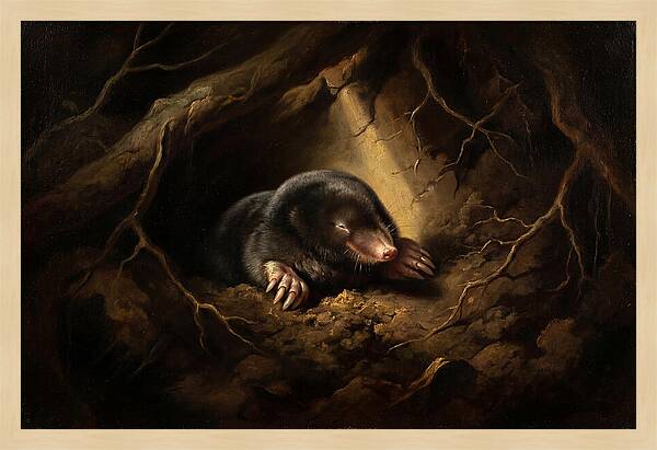 Mole Emerging From Darkness