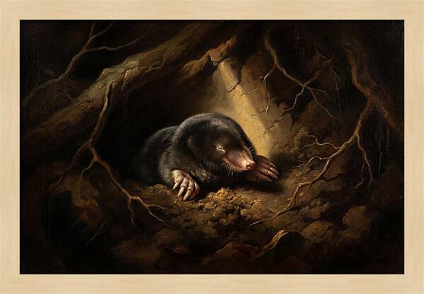Mole Emerging From Darkness