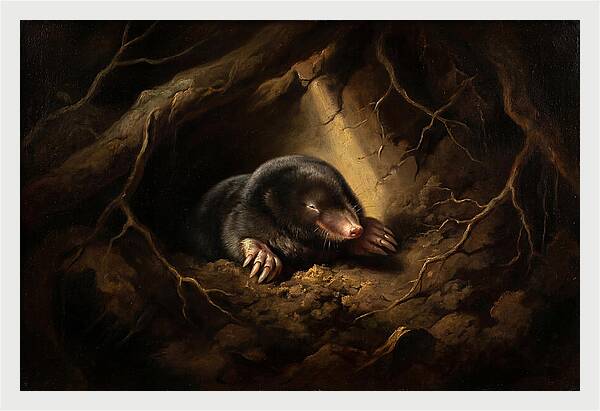 Mole Emerging From Darkness