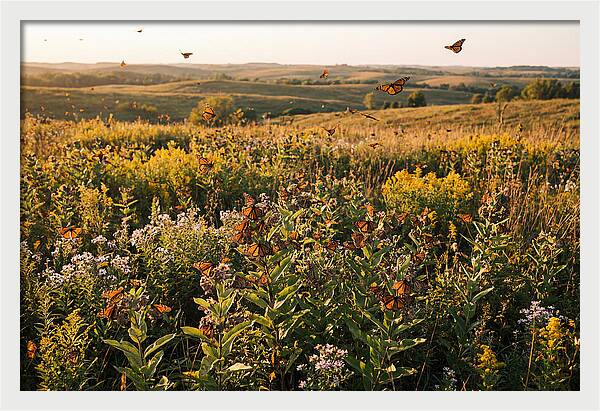 Monarch Butterflies In Flight