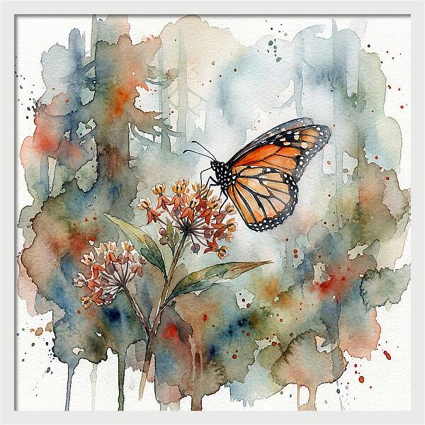 Monarch Butterfly Among Blossoms