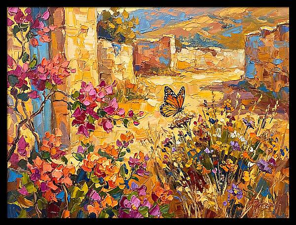 Monarch Butterfly In Mediterranean Garden