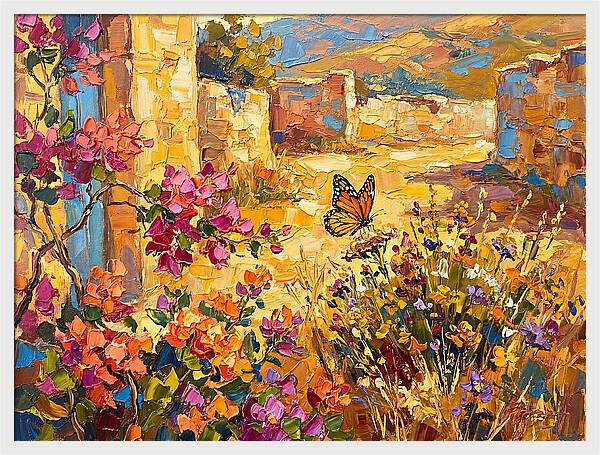 Monarch Butterfly In Mediterranean Garden