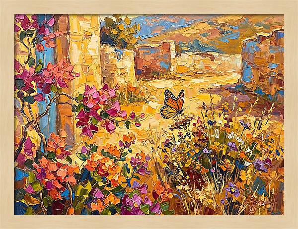 Monarch Butterfly In Mediterranean Garden