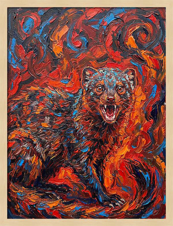 Mongoose In Fiery Swirls