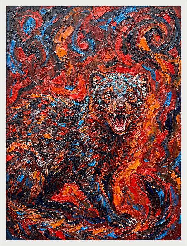Mongoose In Fiery Swirls