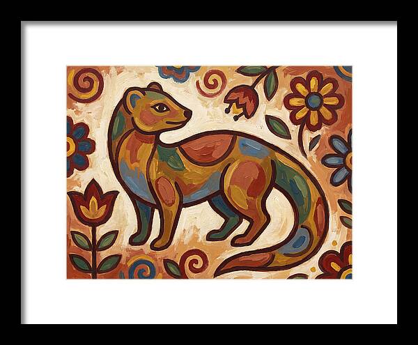 Mongoose In Vibrant Folk Art