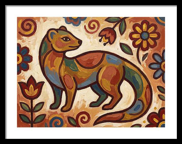 Mongoose In Vibrant Folk Art