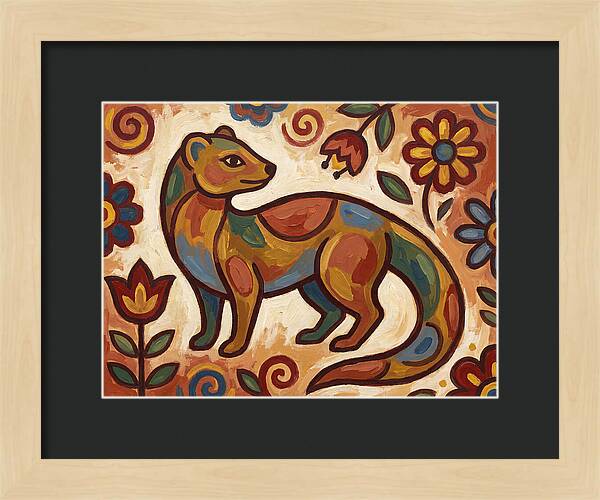 Mongoose In Vibrant Folk Art