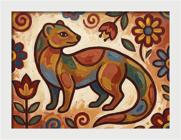 Mongoose In Vibrant Folk Art