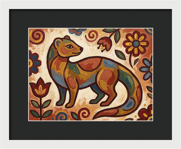 Mongoose In Vibrant Folk Art