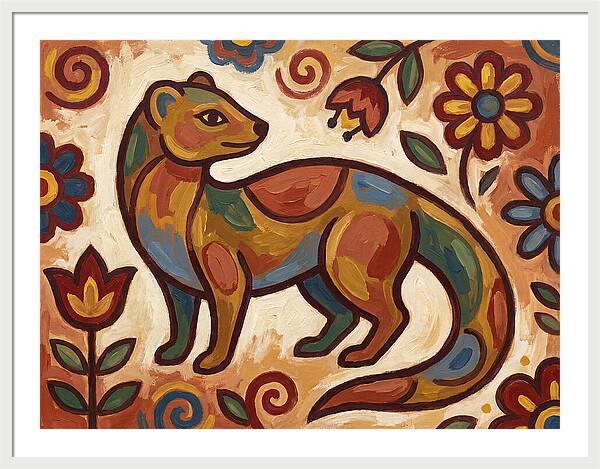 Mongoose In Vibrant Folk Art