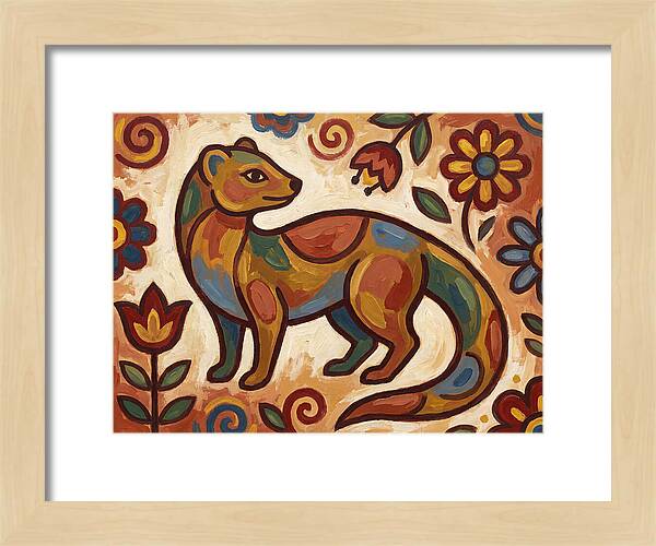 Mongoose In Vibrant Folk Art