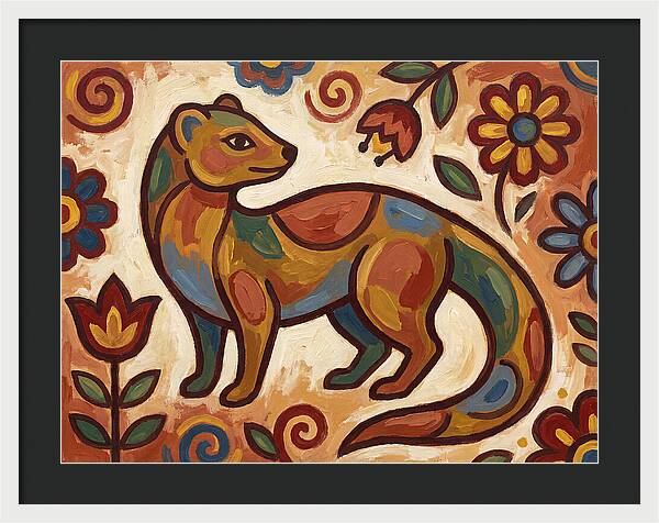 Mongoose In Vibrant Folk Art