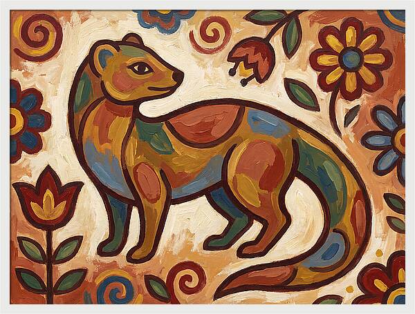 Mongoose In Vibrant Folk Art