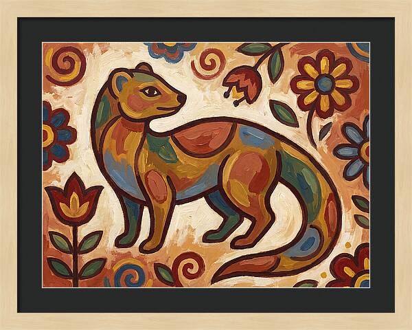 Mongoose In Vibrant Folk Art