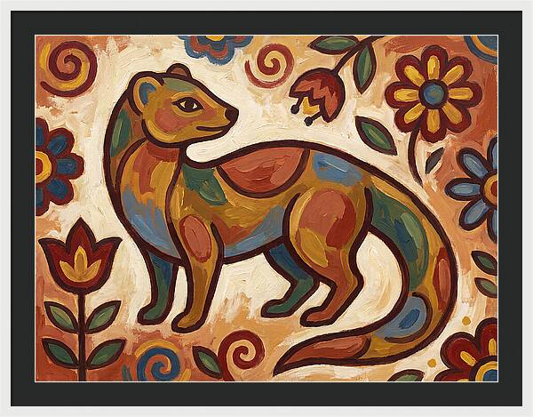 Mongoose In Vibrant Folk Art