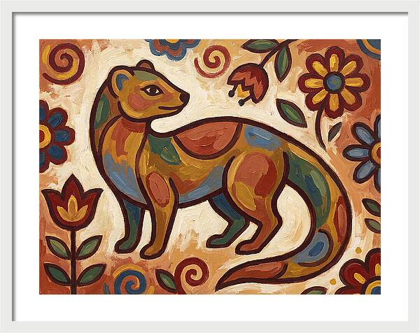 Mongoose In Vibrant Folk Art