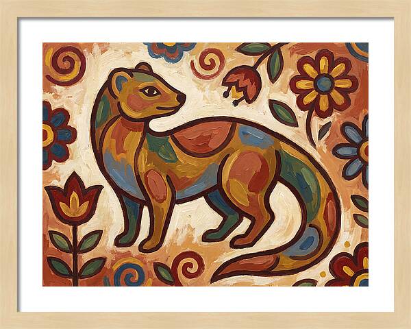 Mongoose In Vibrant Folk Art