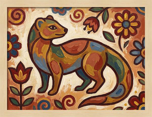 Mongoose In Vibrant Folk Art